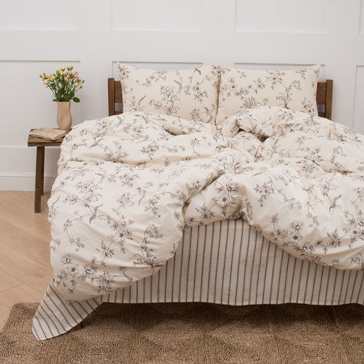 КПБ Чистый хлопок 1,5 спальный, наволочки 50х70, поплин, 100% хлопок, Гербариум ВБ Пододеяльник 146х215 с прорезью, простыня классическая 150х215 подшита с 4-х сторон, наволочки 50х70 с клапаном - 2 шт. - Традиция фото 48