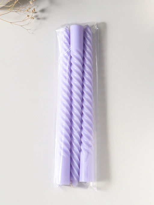 Свеча витая 25 см (набор 3 шт) 57 гр, 5 ч, цв. лаванда