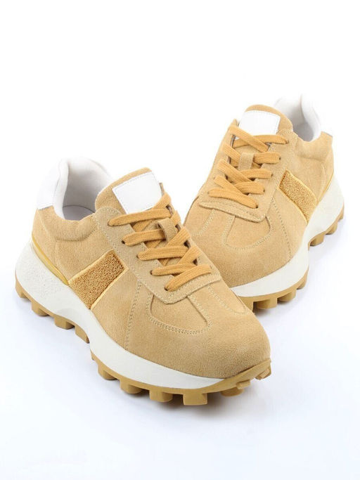 04-PCJ98-5 SAND Кроссовки демисезонные женские (натуральная замша, текстиль)