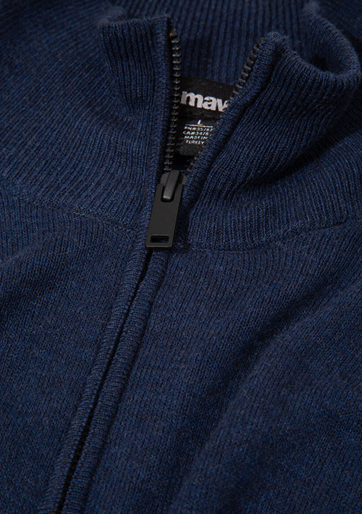 Yar? Fermuarl? Dik Yaka Lacivert Kazak - Mavi фото 8