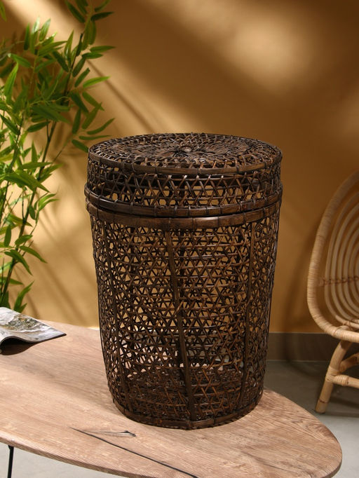 Корзина плетёная «Баскет», 39×39×50 см, бамбук, тёмная