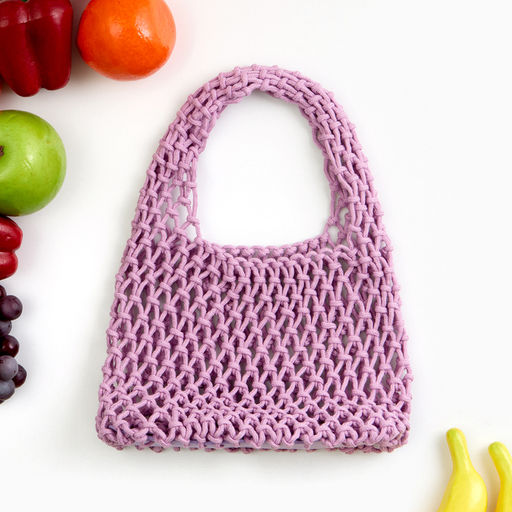 Сумка-авоська плетёная, клетка 1.5 см, лиловая