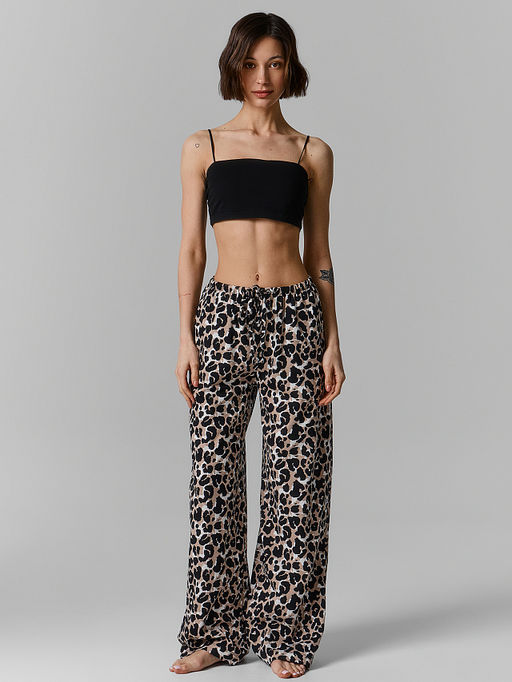 Брюки домашние женские с леопардовым принтом