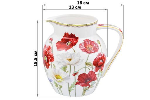 Кувшин 1,2 л 16*13*15,5 см Маки NEW BONE CHINA - Elan gallery фото 2