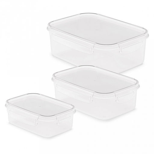 Контейнер для продуктов пластмассовый "Прайм" набор 3шт: 0,5л, 1л, 1,5л, подходит для СВЧ (Россия)
