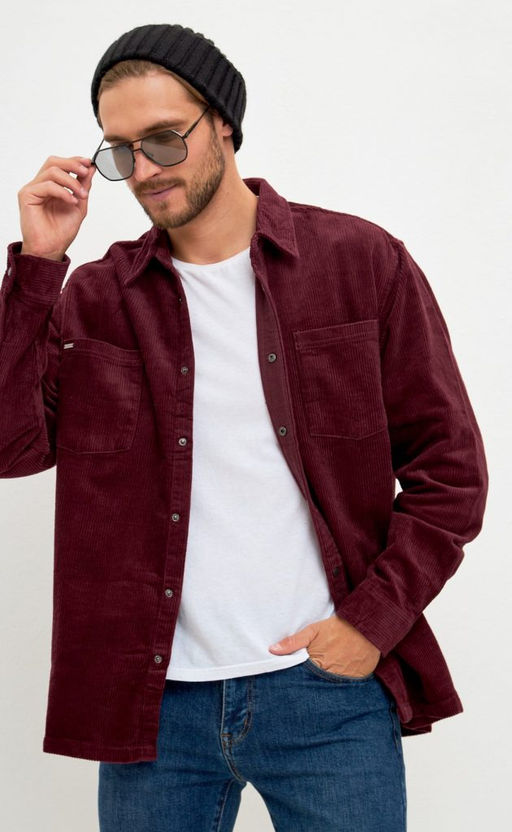 Рубашка вельвет F221-0470 bordo - Fine joyce фото 3