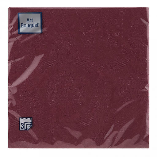 Салфетки бумажные Art Bouquet 33х33см, 3-х слойные, 16 штук в упаковке, 100% целлюлоза, Барокко. Ягодный (Россия) фото 2
