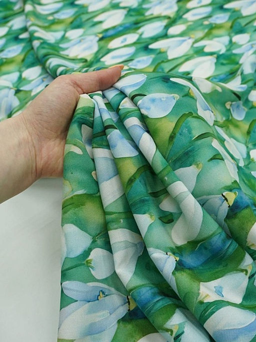 Штапель Премиум (Digital) Акварельные крокусы, ш.1.45м, вискоза-100%, 120гр/м.кв - Купава фото 6