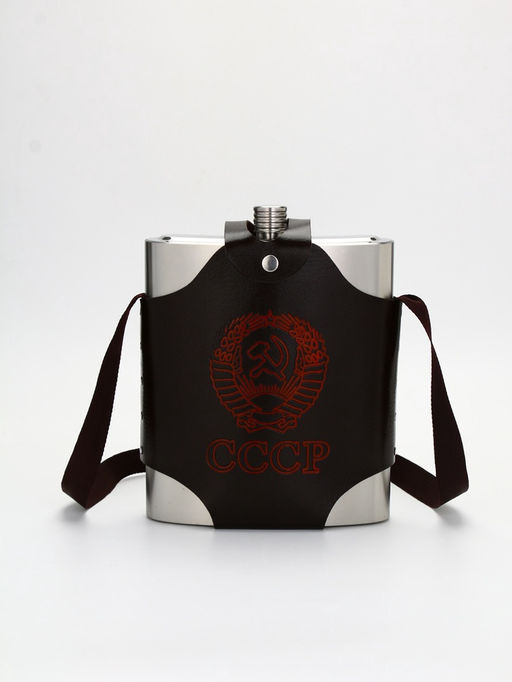 Фляжка для алкоголя СССР, нержавеющая сталь, чехол, 3.8 л