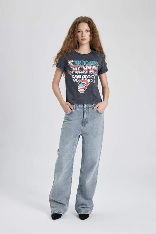 Футболка стандартного кроя с круглым вырезом и короткими рукавами Rolling Stones - Defacto фото 2