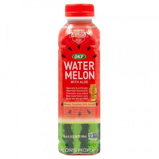 Негазированный б/а напиток Арбуз с Алоэ OKF, Корея, 500 мл Акция