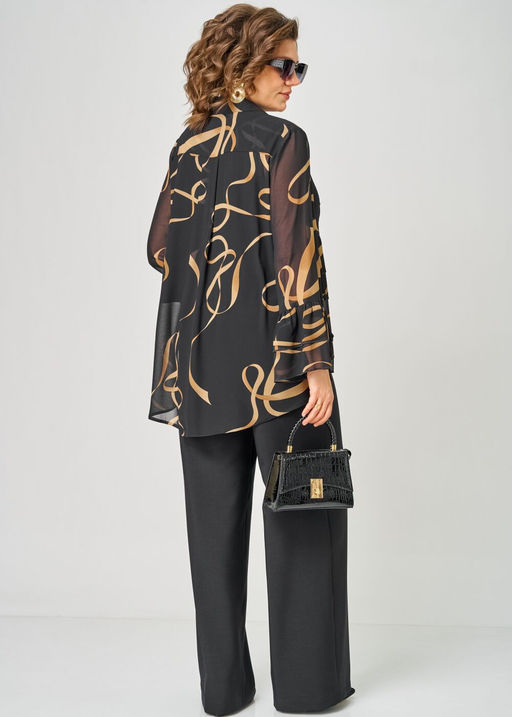 Блуза EVA GRANT 7221 принт ленты