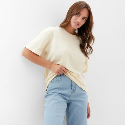 Футболка женская KAFTAN: Basic line, молочная размер 52-54