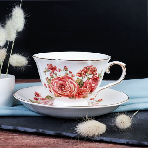 Чайный набор 2 предмета 250 мл на ножке / RS/12-FY163011P /уп 6/ уп 48/ Костяной фарфор / Чайная роза - Галеонтрейд фото 2