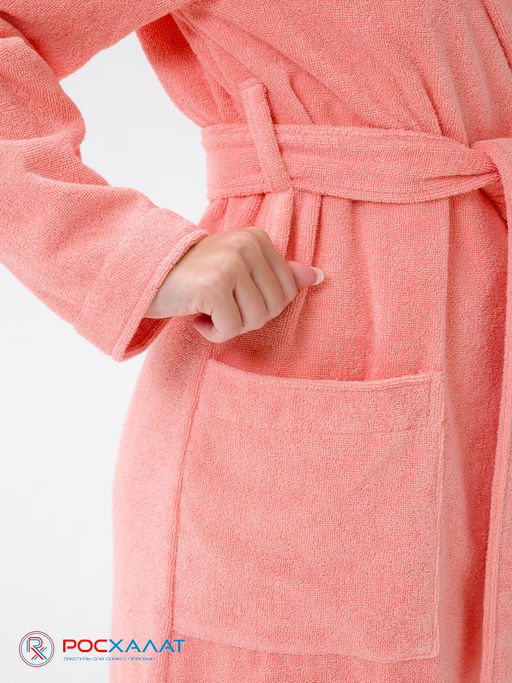 Женский халат с капюшоном светло-коралловый МЗ-06 (6) - Росхалат фото 7