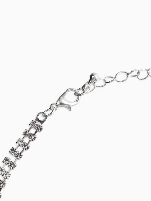 Набор 2 пред-а: серьги, колье со стразами "Лёд" лепестки. d=13,5см, цвет белый в серебре