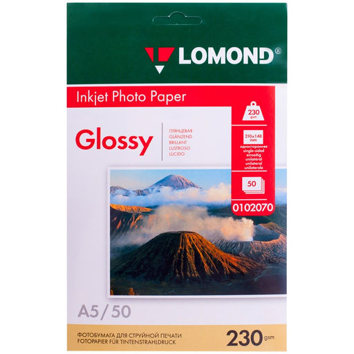 Фотобумага Lomond для струйной печати А5 230г/м2, 50л. одност.глянцевая (0102070)
