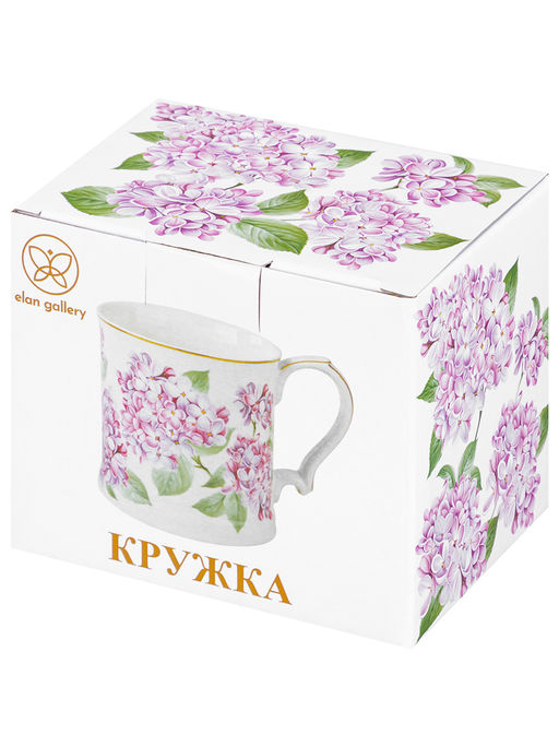 Кружка 380 мл 12,3*9*9 см "Сирень" фарфор NEW BONE CHINA