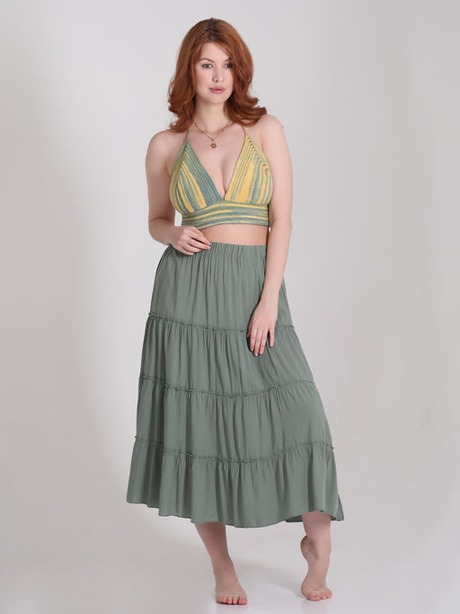 Юбка в стиле бохо из штапеля ярусная - Almond фото 4