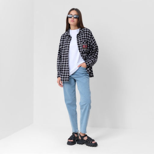Джинсы женские мом MIST: Denim, размер (30) 46-48, голубые