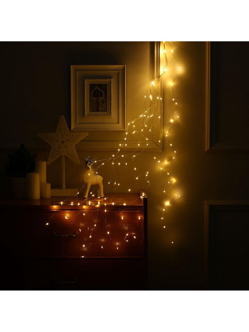 Гирлянда «Конский хвост» 10 нитей по 1.5 м, IP20, серебристая нить, 150 LED, свечение тёплое белое, 12 В