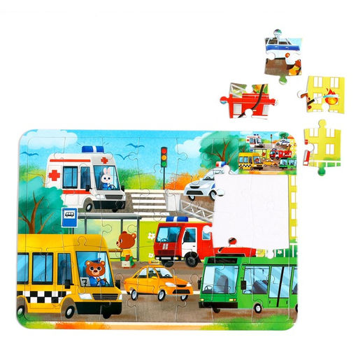 Пазл в рамке Полезные машины, 34 детали + раскраска - Puzzle time фото 2