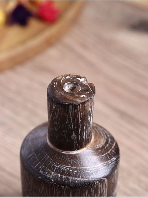 Ваза для сухоцветов «Карго», 7×7×15 см, дерево джати, тёмно-коричневая