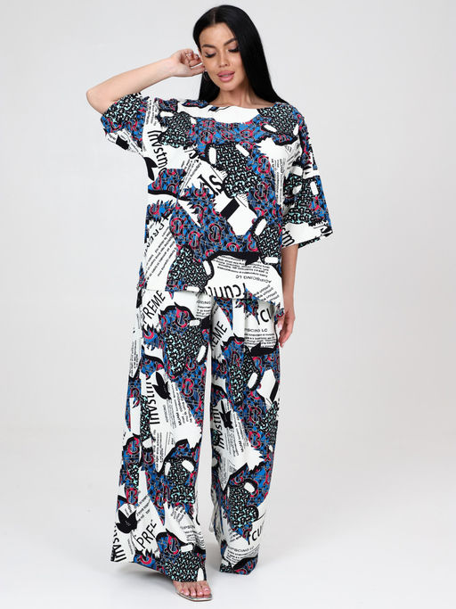 ЮЛИЯ-ЖК ЖЕНСКИЙ КОСТЮМ (Молочный/василёк) - А-дина фото 4