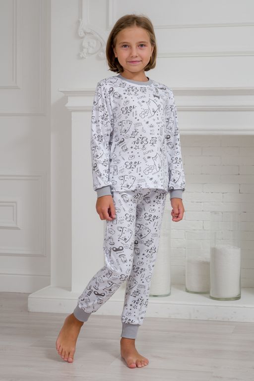 Пижама детская из интерлока Потешка котик серый - Амадэль фото 2