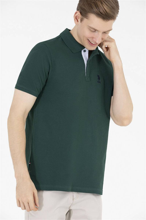 Мужская темно-зеленая футболка с воротником поло Basic - U.s. polo assn фото 10