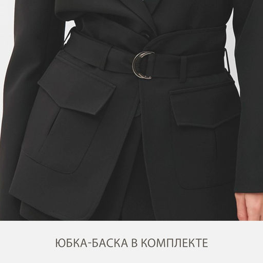 Пиджак женский с баской MINAKU: Casual Collection, чёрный, размер 42