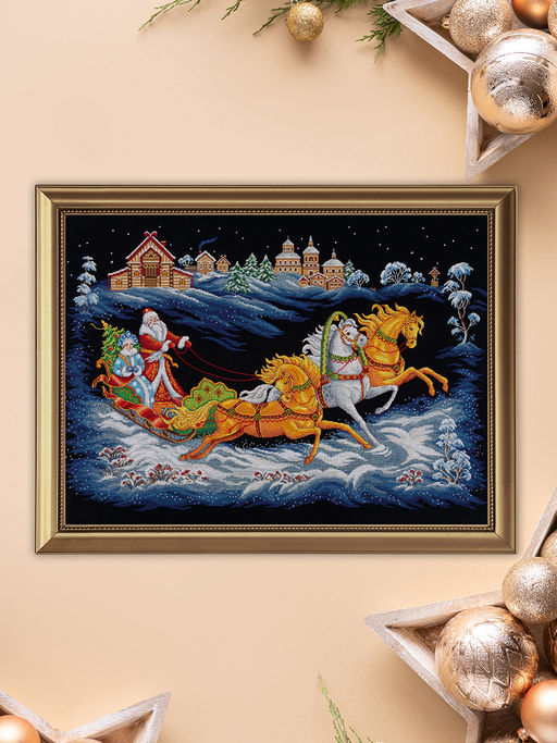 Набор для вышивания PANNA Золотая серия PR-7531 Тройка Деда Мороза 66.5 х 44 см
