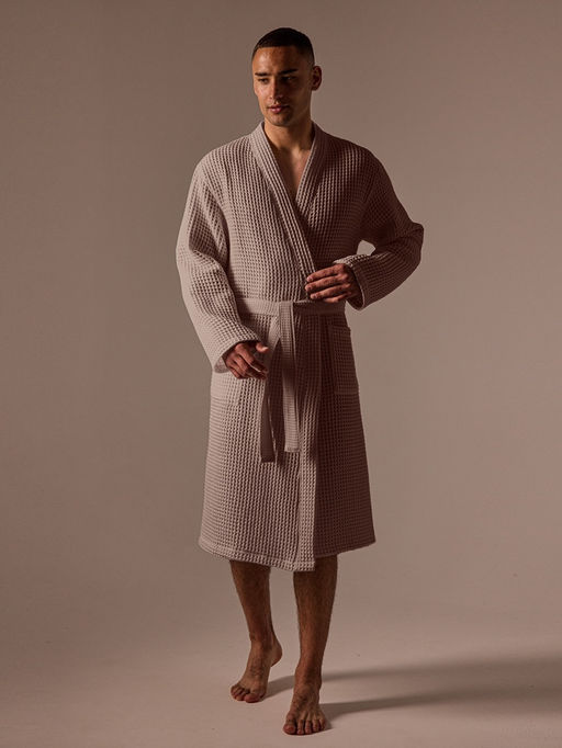 Халат вафельный мужской SL HOME: Boho «Саббиа», размер S, хлопок 100%, коричневый
