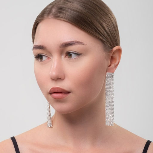 Серьги висячие со стразами Водопад квадрат, цвет белый в серебре, 9,5см - Queen fair фото 5