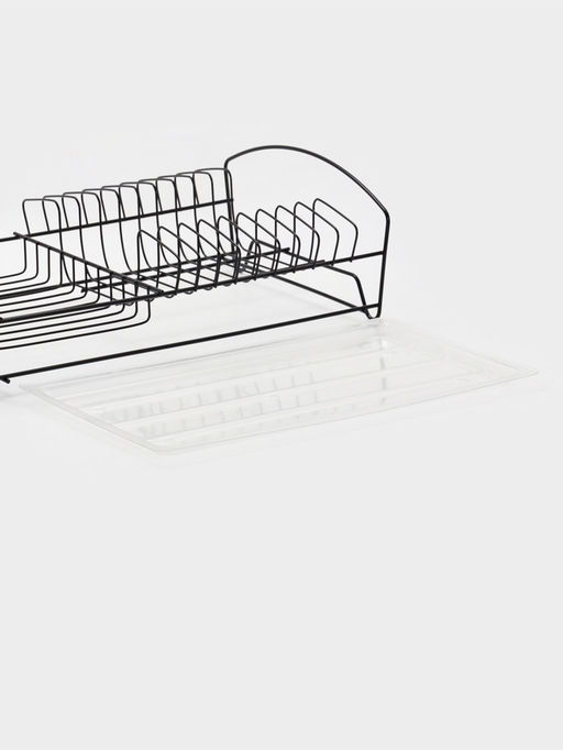 Сушилка для тарелок и кружек с поддоном 39*25*12 см, цвет черный