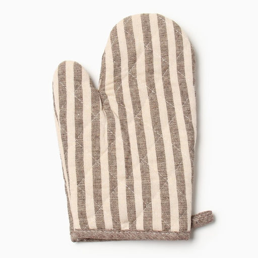 Варежка-прихватка Доляна Полоса цв.коричневый 25х17см,50% п/э 50% хл  фото 3