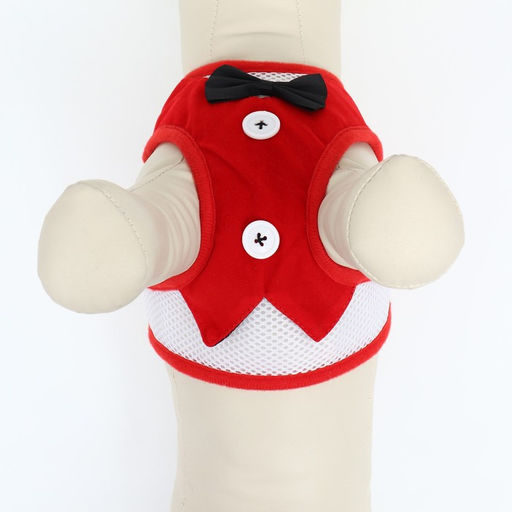 Комплект с мягкой шлейкой и бантиком, размер L, поводок 120 x 1,5 см, ОГ 35-50 см, красный - Пижон фото 6