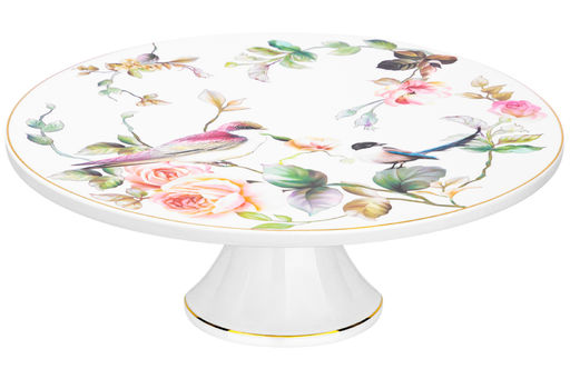 Подставка п/торт на ножке 28*28*10 см Певчие птички NEW BONE CHINA