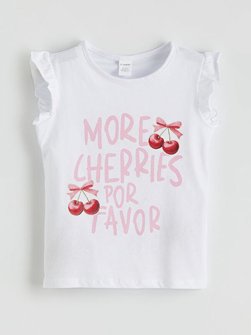 Bisiklet Yaka Bask?l? K?z ?ocuk Ti??rt ve ?ort