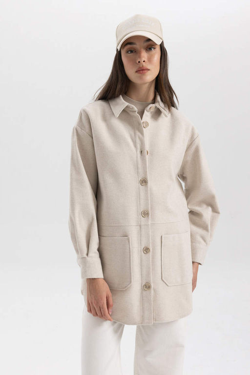 Рубашка-туника из габардина с длинными рукавами Relax Fit