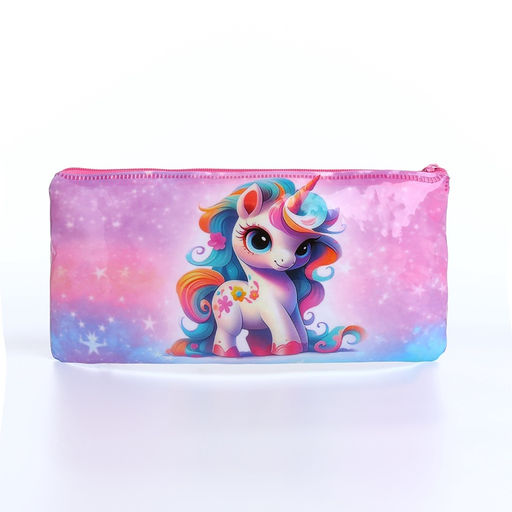 Косметичка-пенал на молнии, с рисунком Единорог, розовая/разноцветная - Simaland фото 2