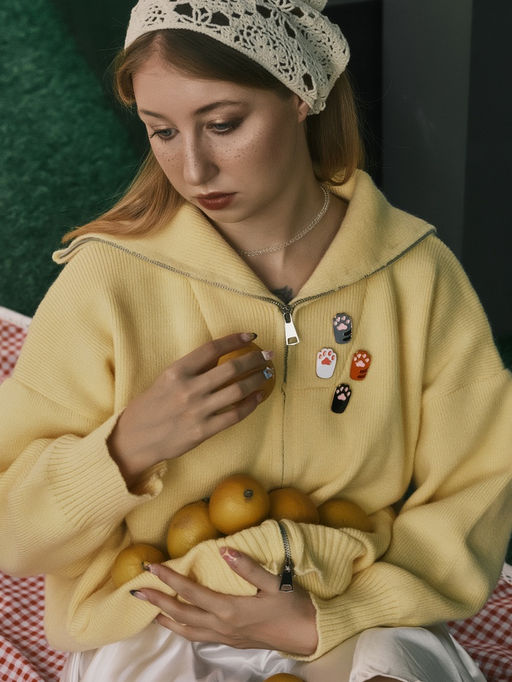 Набор значков (4 шт.) Лапки кошачьи, цветной в золоте