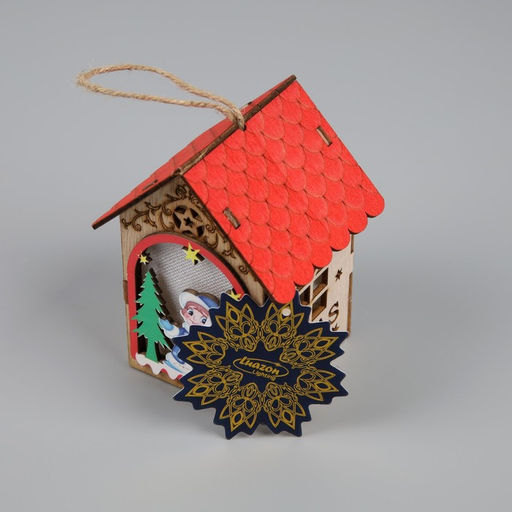 Ёлочная игрушка Домик со Снегурочкой, 11х8.5х7.5 см, 1 LED, от батареек, свечение тёплое белое - Luazon lighting фото 4