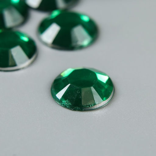 Декор для творчества пластик Стразы круглые. Ярко-зелёные набор 36 шт 1х1 см - Арт узор фото 2