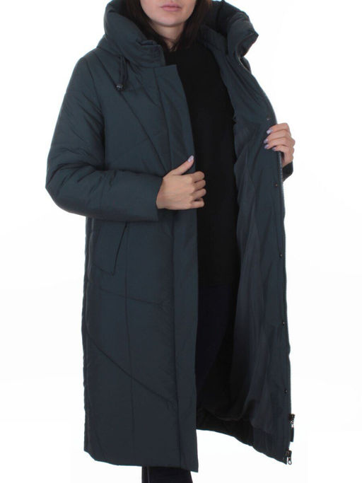 A616 BLUE/GRAY Пальто зимнее женское (верблюжья шерсть, 120 гр. холлофайбер)