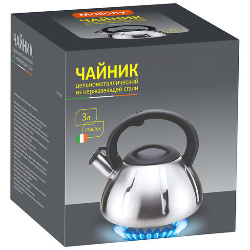Чайник со свистком 2,0 л нерж сталь Casual (зеркальная полировка), арт 004259