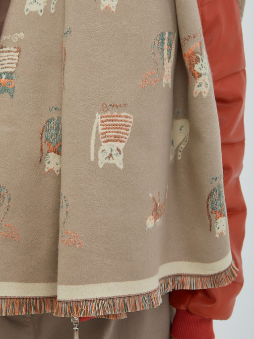 Большой, мягкий, теплый двусторонний палантин с принтом. - Tantino фото 6