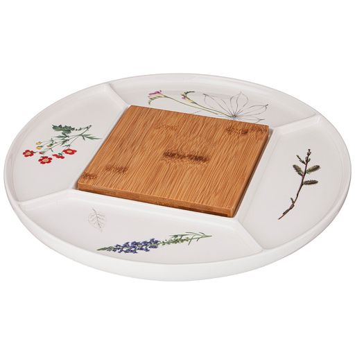 Менажница Bronco Meadow 5 секций с деревянной доской 32.5×32.5×2 см фото 2