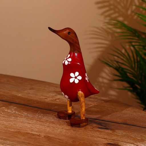 Сувенир «Утка в цветочек», 25 см, дерево