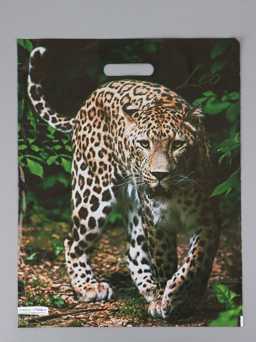 Цена за 25 шт. Пакет "Леопард, полиэтиленовый с вырубной ручкой 41х51 см, 80 мкм